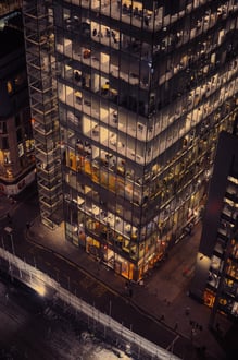 Aerial photo of building in financial district
